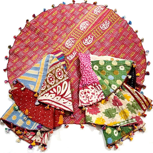 Kantha Tablecloth 25" Circle - Spiral Circle