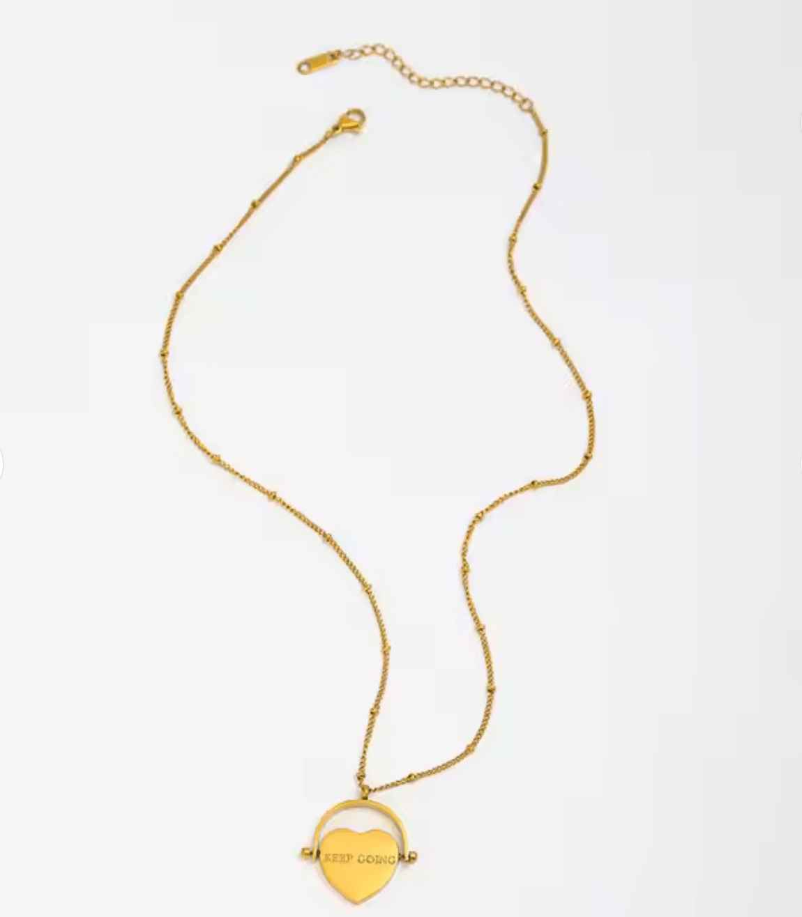 Keep Going /You Got This Spinning Heart Charm Necklace Steel - Spiral Circle