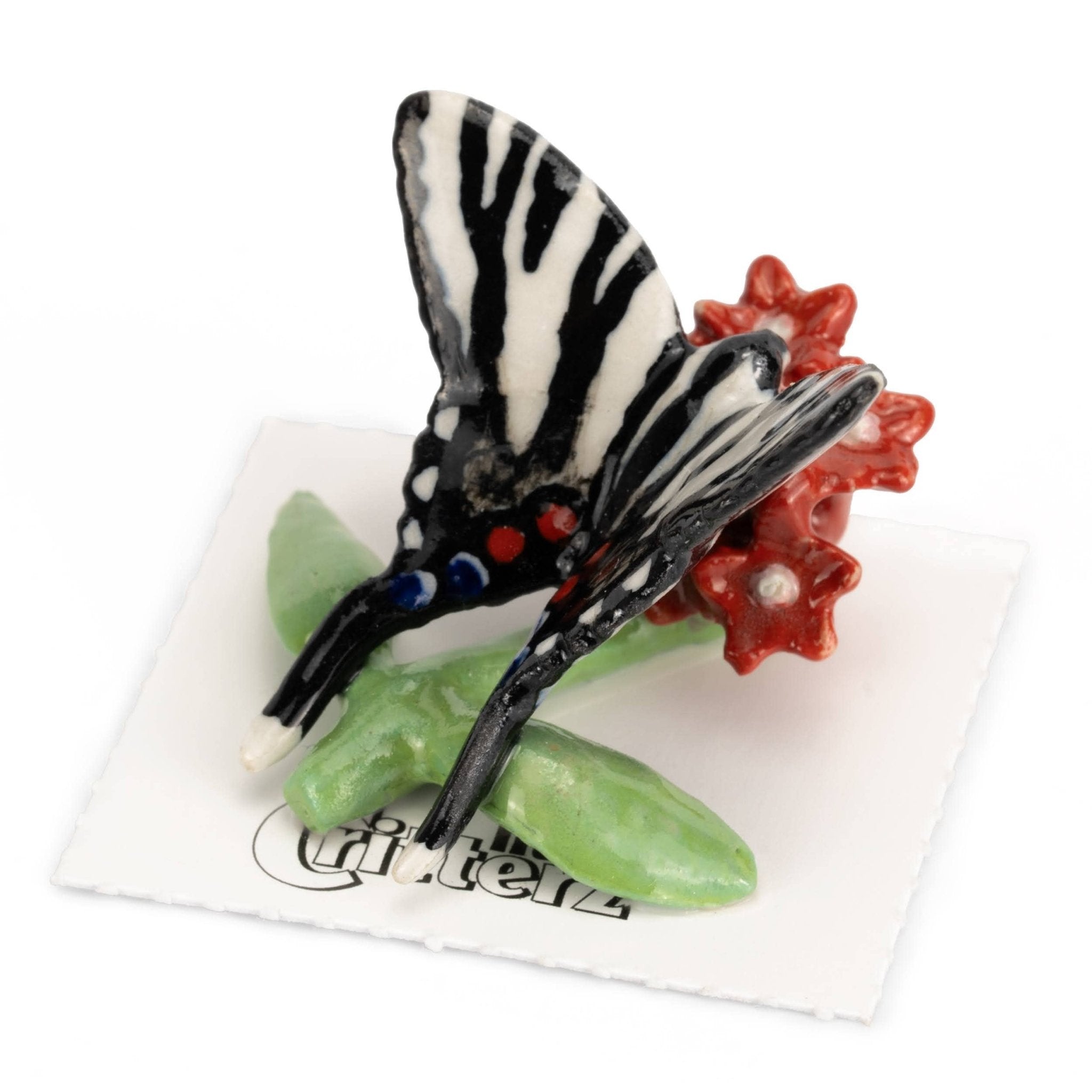 Kite Zebra Swallowtail Butterfly Porcelain Miniature - Spiral Circle