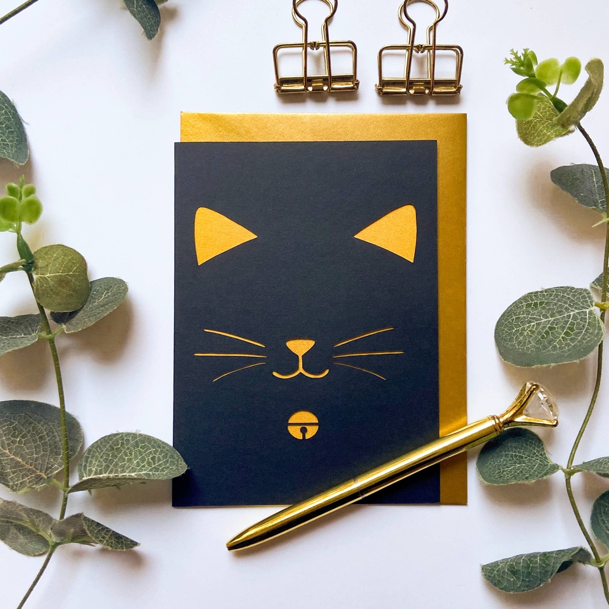 Kitten birthday card, Cat lover blank card, Feline card - Spiral Circle