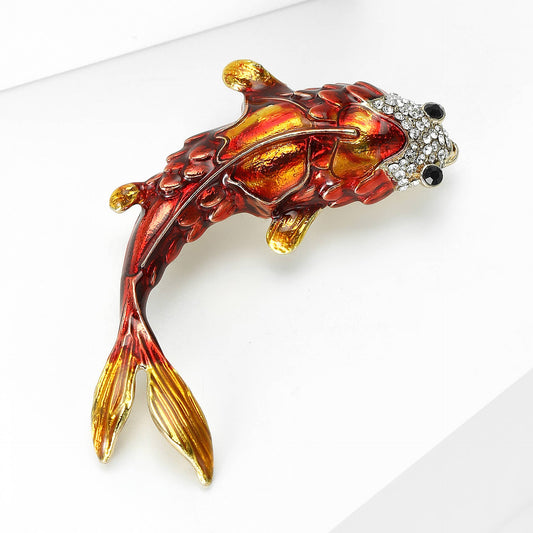 Koi Fish Brooch - Spiral Circle