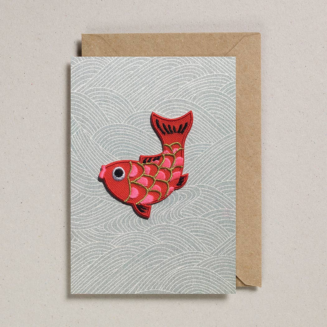 Koi Fish Greeting Card (with Iron On Patch) - Spiral Circle