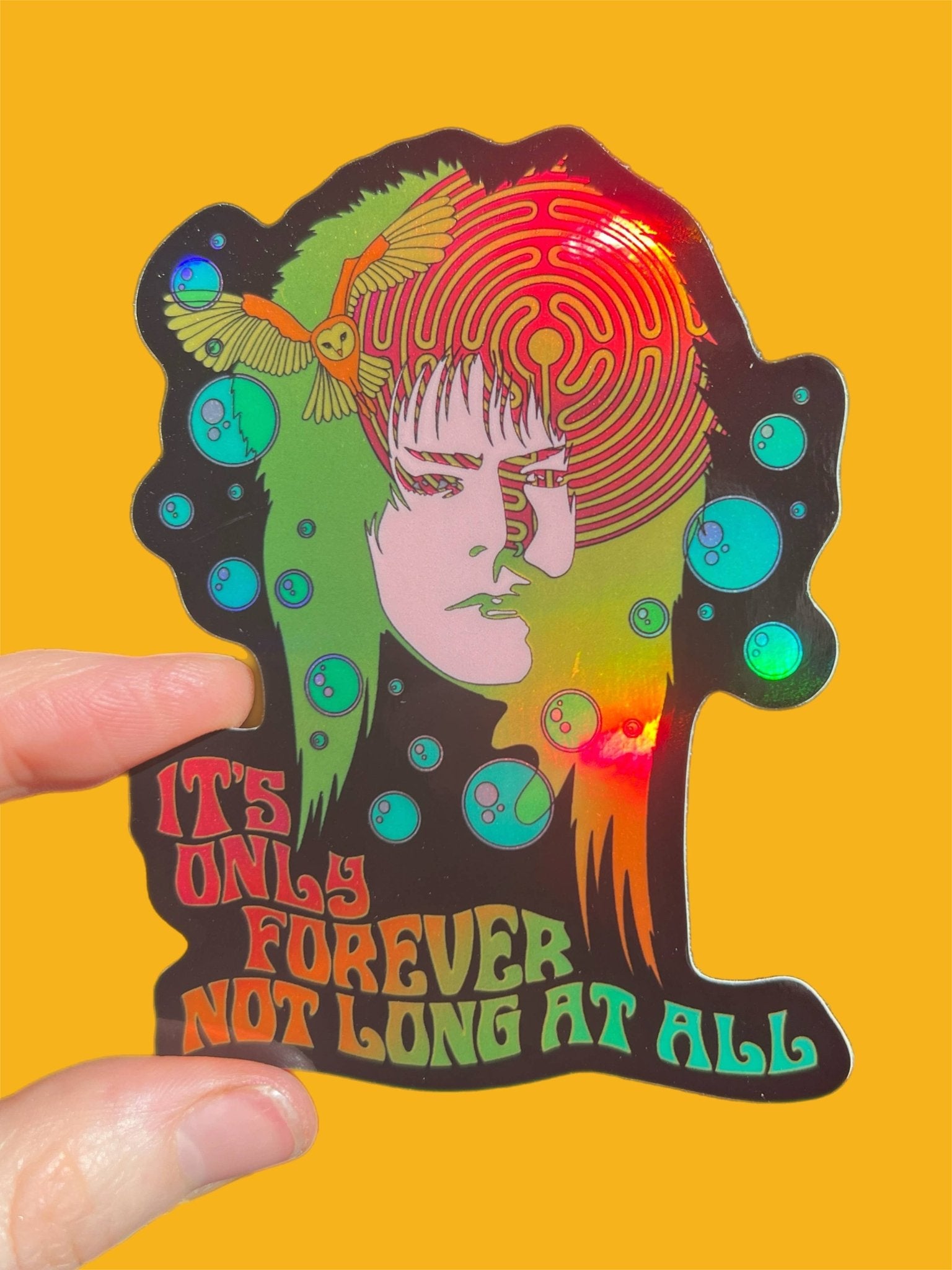 Labyrinth David Bowie Hologram STICKER 3 Inch - Spiral Circle