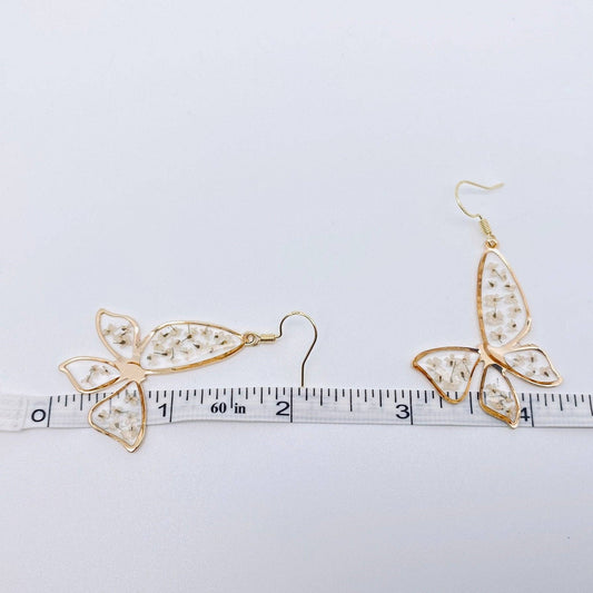 Lace Butterfly | Dried Flower Earrings - Spiral Circle