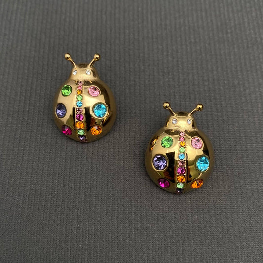 Ladybug 18K Gold Plated Earrings - Spiral Circle