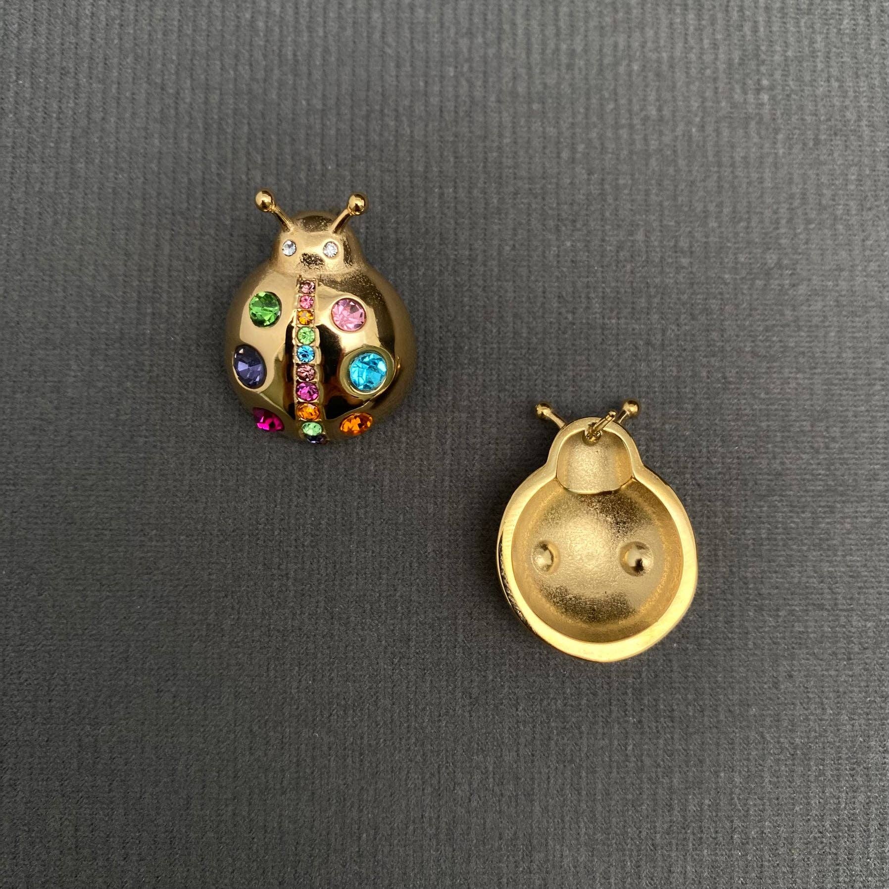 Ladybug 18K Gold Plated Earrings - Spiral Circle