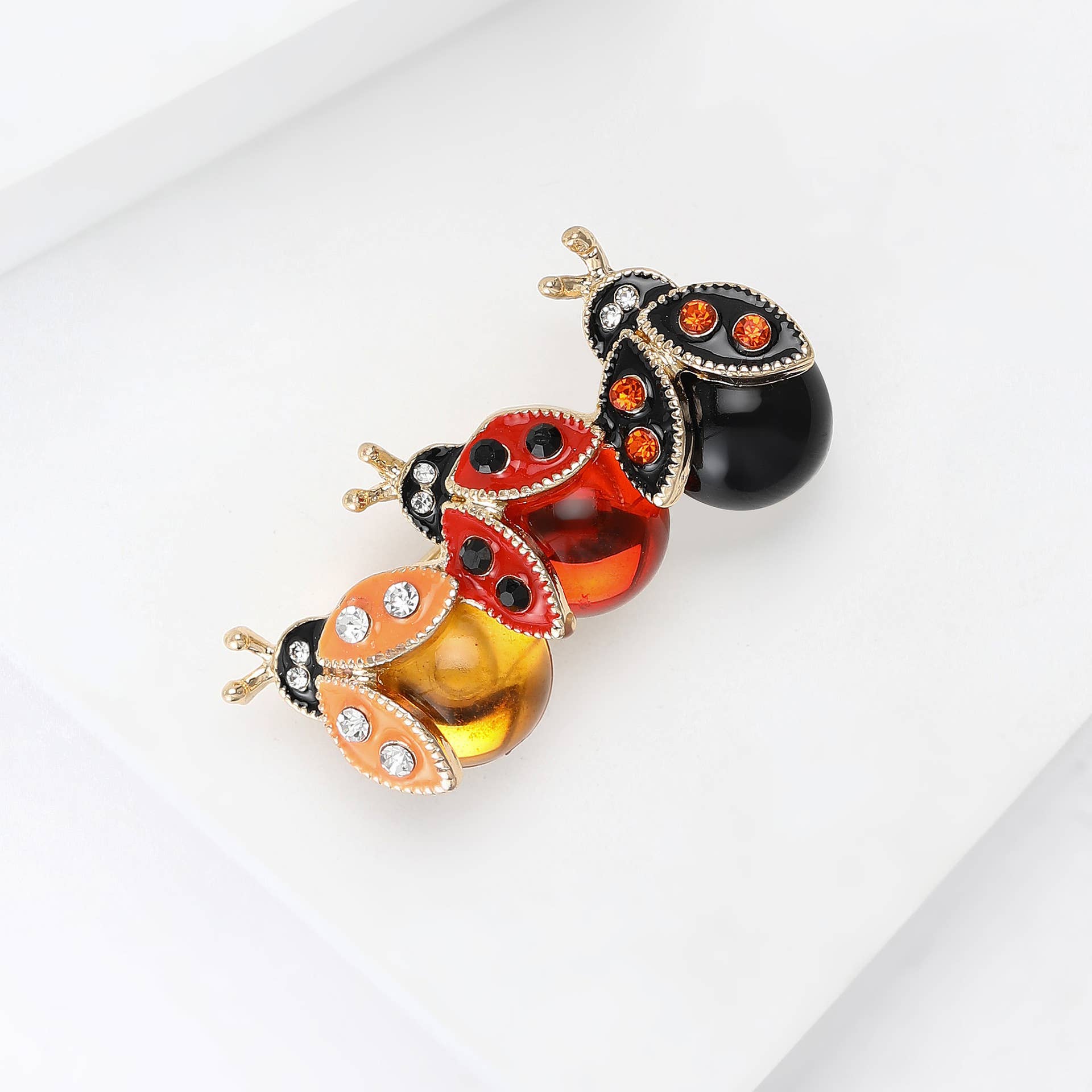 Ladybug Cluster Brooch - Spiral Circle