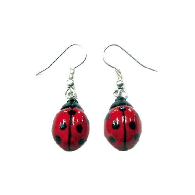 Ladybug Earrings - Spiral Circle