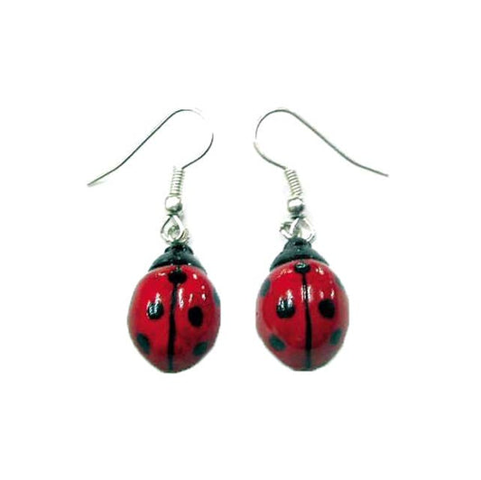 Ladybug Earrings - Spiral Circle
