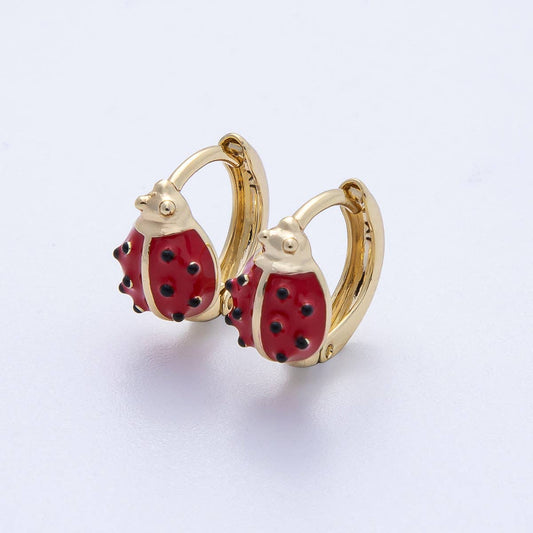 Ladybug Enamel Earrings - Spiral Circle