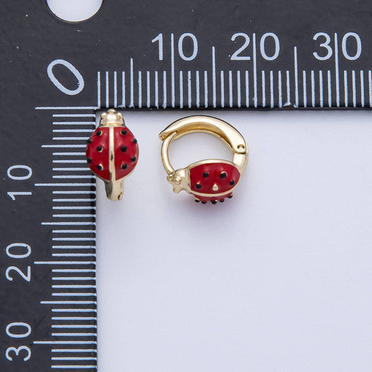 Ladybug Enamel Earrings - Spiral Circle