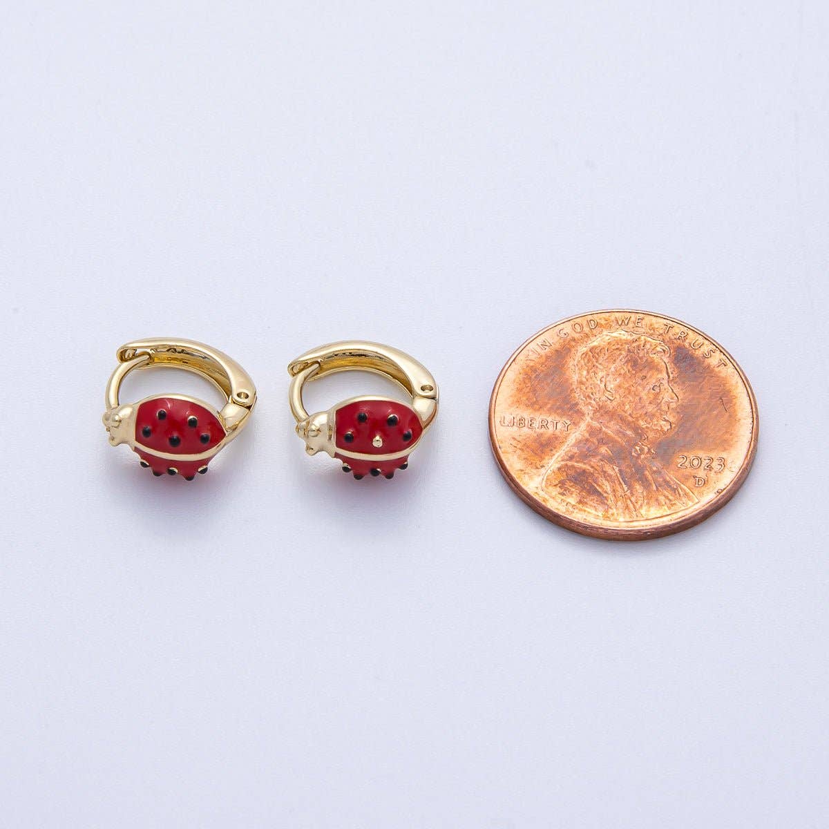 Ladybug Enamel Earrings - Spiral Circle