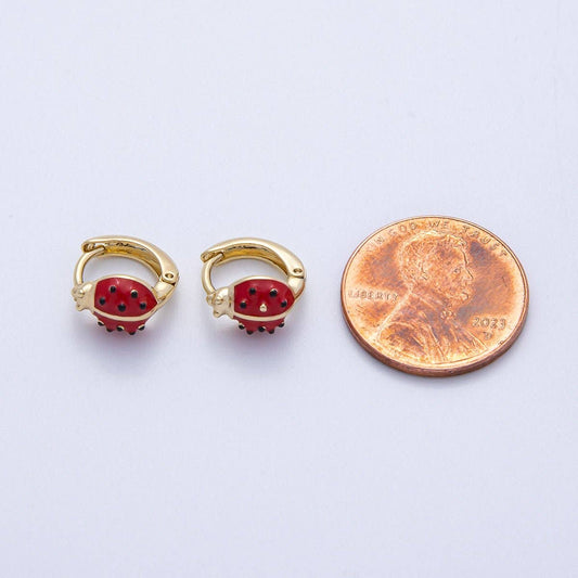 Ladybug Enamel Earrings - Spiral Circle