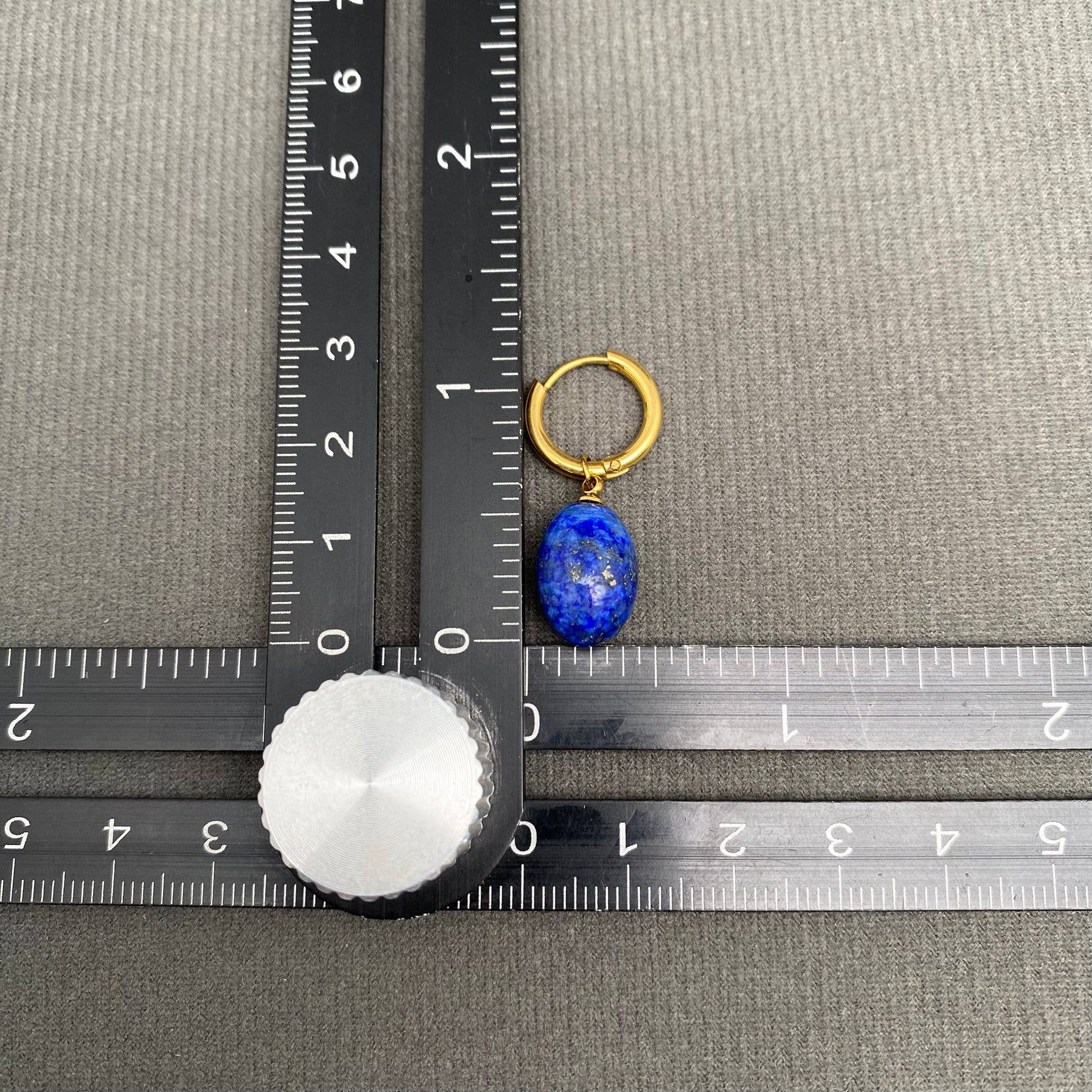 Lapis Lazuli Earrings | 18K Gold Plated Stainless Steel | Huggie - Spiral Circle