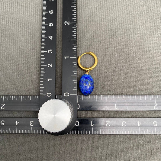 Lapis Lazuli Earrings | 18K Gold Plated Stainless Steel | Huggie - Spiral Circle