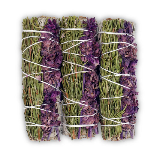 Lavender with Rosemary and White Sage Bundles - Spiral Circle