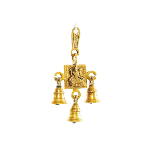 Laxmi Brass Hanging Bell (7 in.) - Spiral Circle