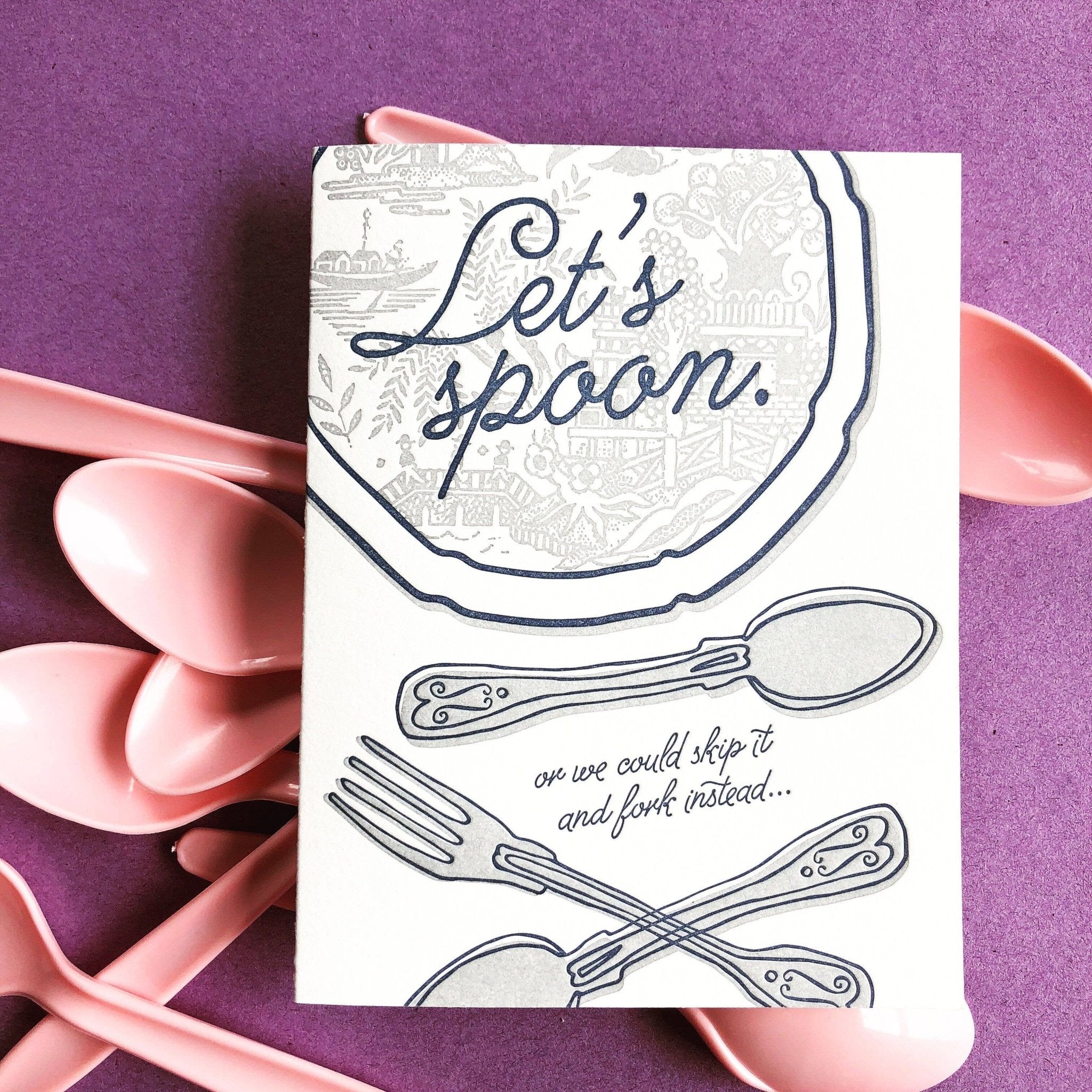 Let's Spoon Letterpress Greeting Card - Spiral Circle