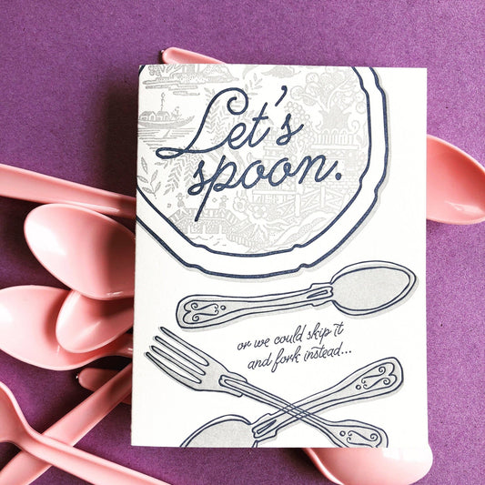 Let's Spoon Letterpress Greeting Card - Spiral Circle
