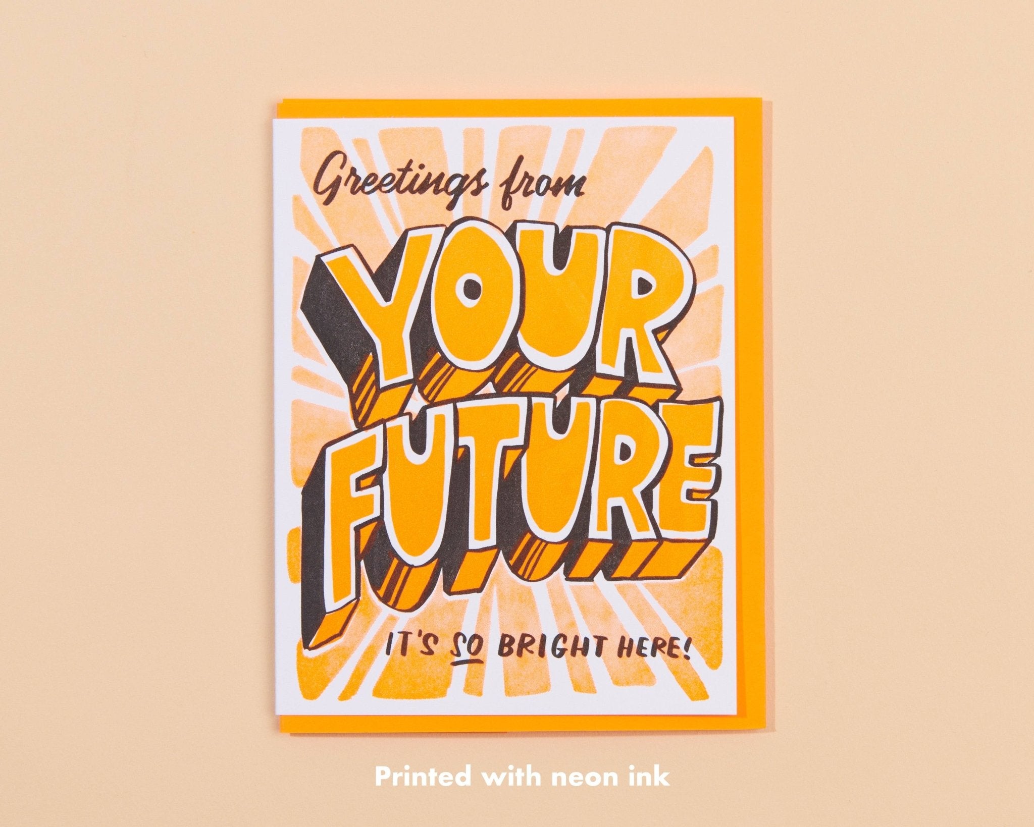 Letterpress Congrats Card—Your Future is Bright (Graduation) - Spiral Circle