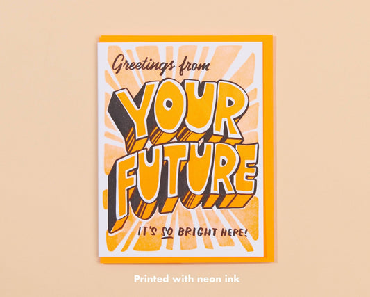 Letterpress Congrats Card—Your Future is Bright (Graduation) - Spiral Circle