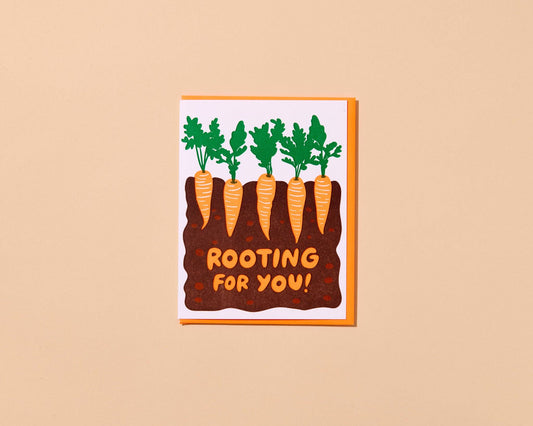 Letterpress Encouragement Card—Rooting for You (Carrots) - Spiral Circle