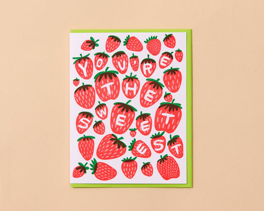 Letterpress Love & Friend Card—The Sweetest (Berry) - Spiral Circle