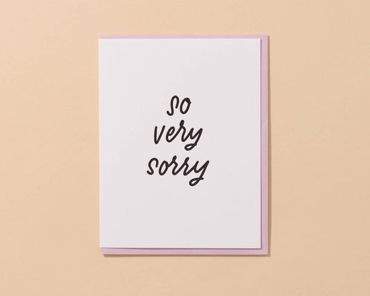 Letterpress Sympathy Card—So Very Sorry (Minimal, Simple) - Spiral Circle