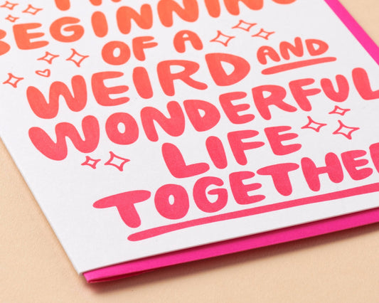 Letterpress Wedding Card—Weird & Wonderful (Color, Love) - Spiral Circle