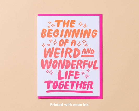 Letterpress Wedding Card—Weird & Wonderful (Color, Love) - Spiral Circle