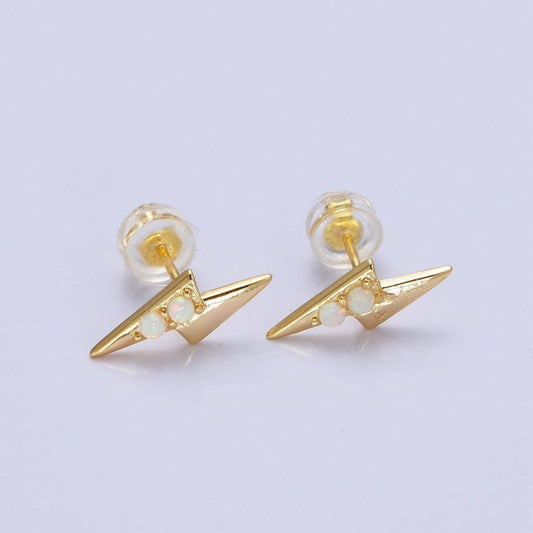 Lightning Bolt Opal Earrings - Spiral Circle