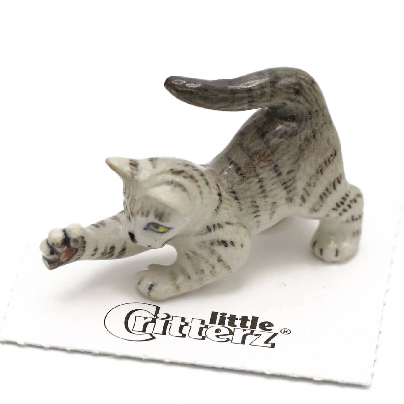 Lily Grey Tiger Kitten Porcelain Miniature - Spiral Circle