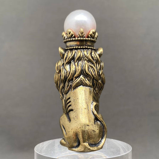 Lion Wearing A Crown | Brass Figurine - Spiral Circle