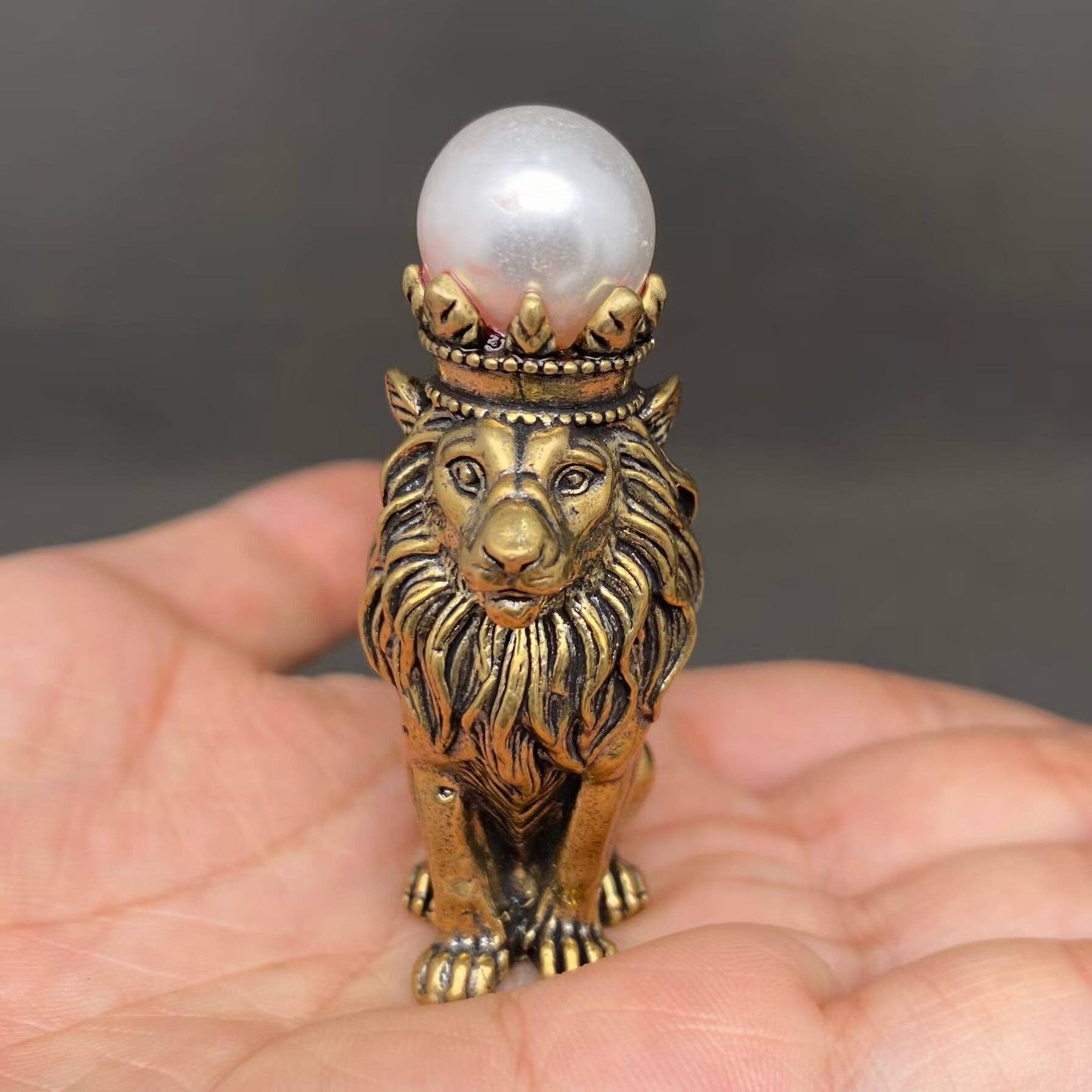 Lion Wearing A Crown | Brass Figurine - Spiral Circle