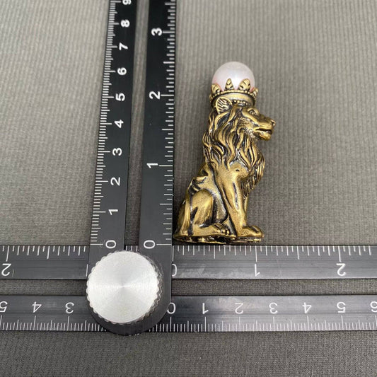 Lion Wearing A Crown | Brass Figurine - Spiral Circle