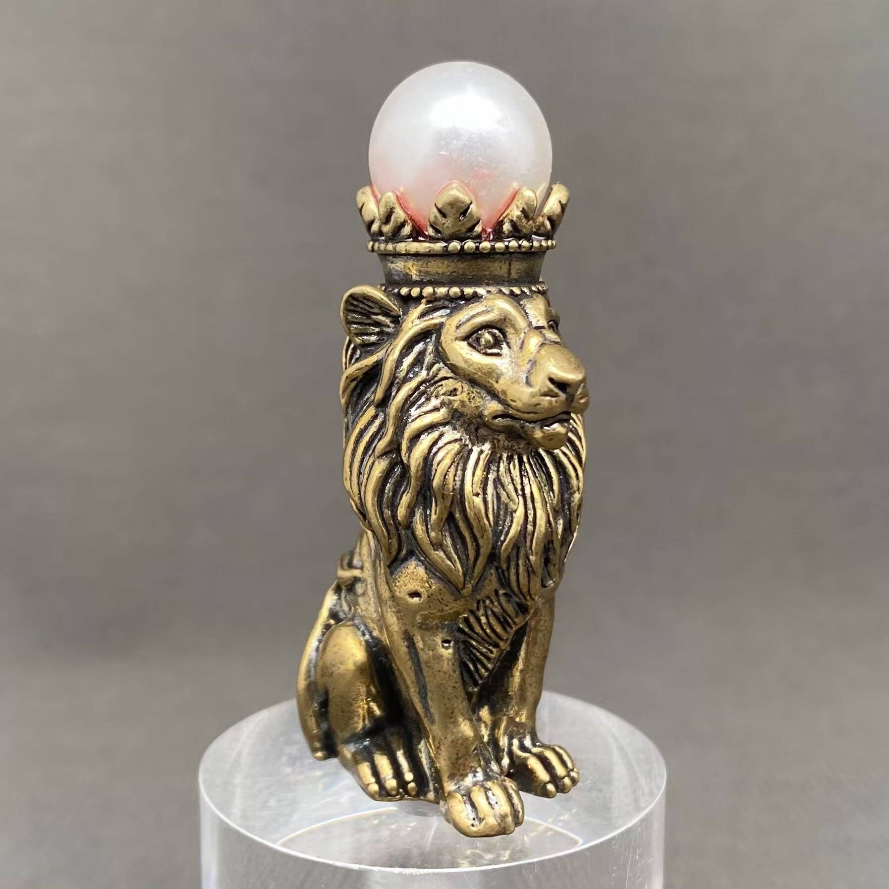Lion Wearing A Crown | Brass Figurine - Spiral Circle