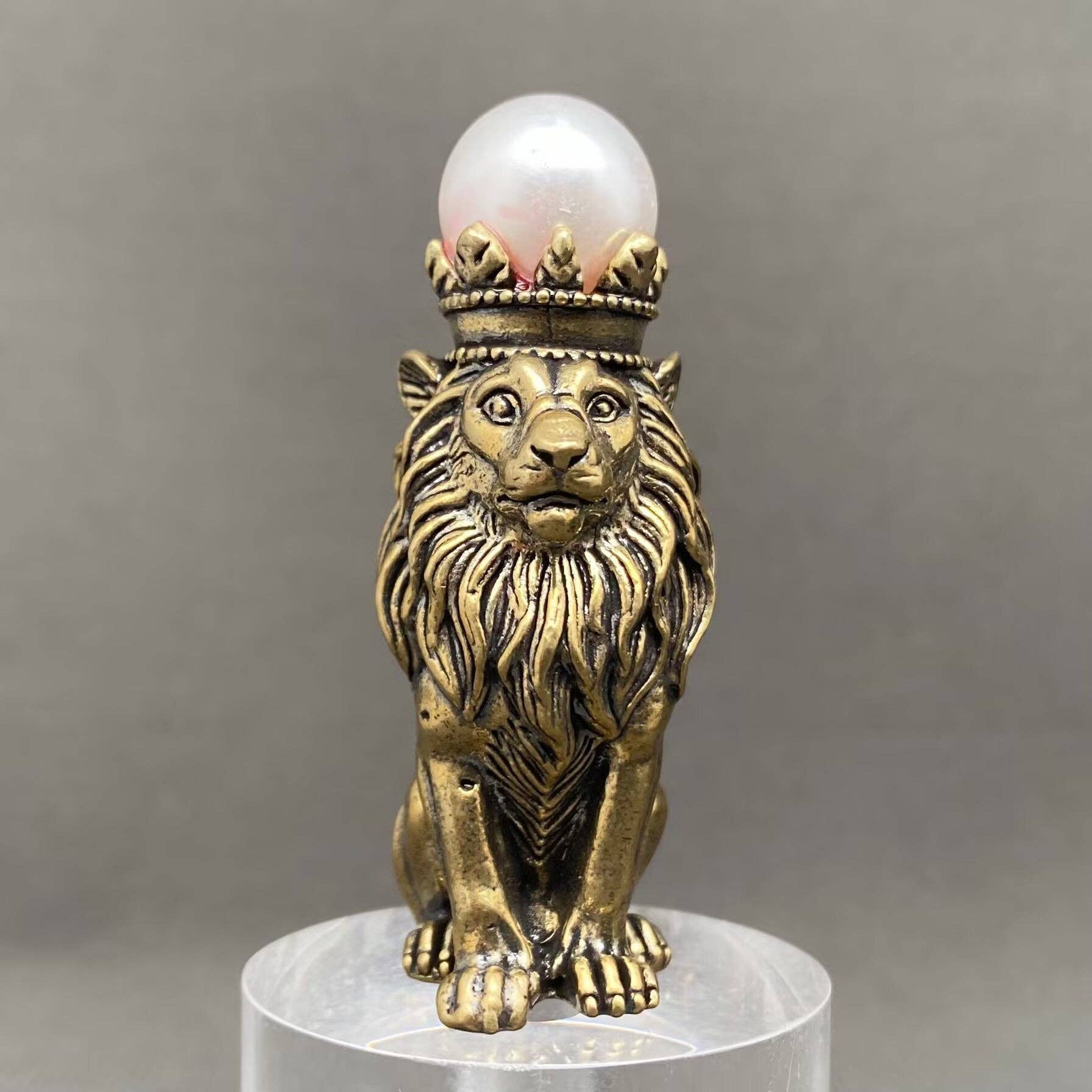 Lion Wearing A Crown | Brass Figurine - Spiral Circle