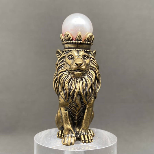 Lion Wearing A Crown | Brass Figurine - Spiral Circle