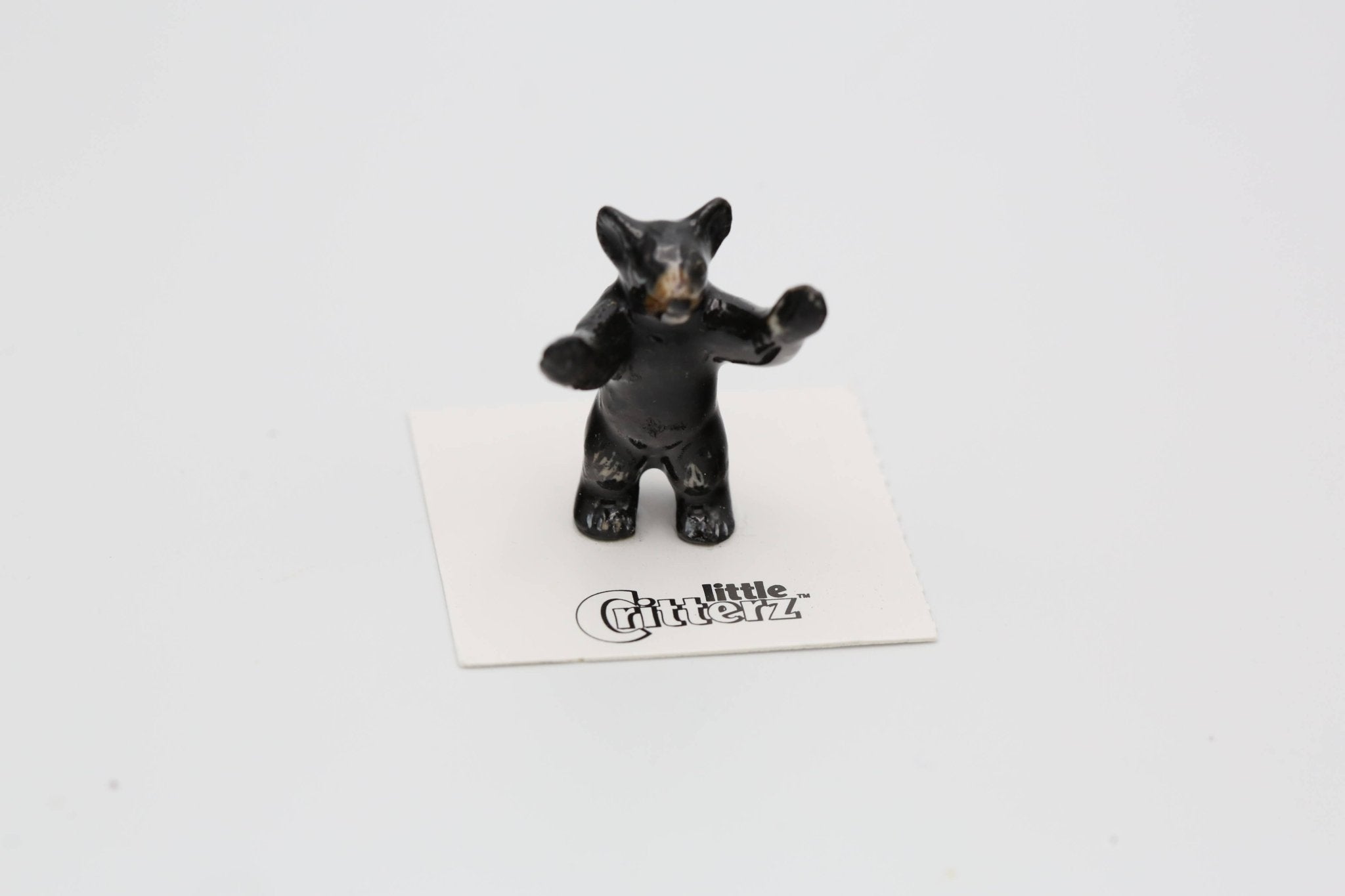 Little John Black Bear Cub Porcelain Miniature - Spiral Circle