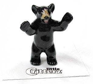 Little John Black Bear Cub Porcelain Miniature - Spiral Circle