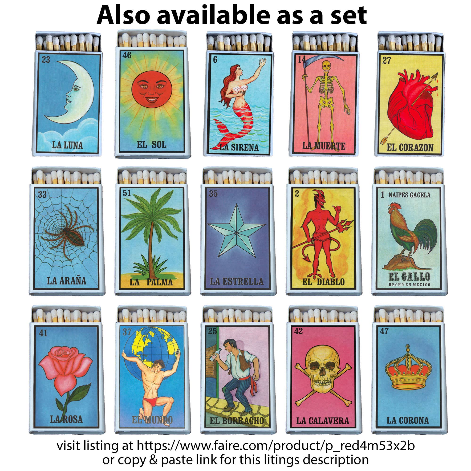 Loteria Luna Matchbox | Decorative Matches - Spiral Circle