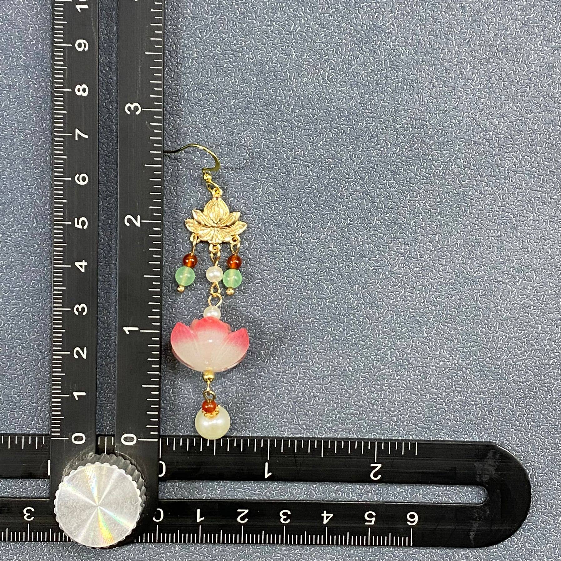 Lotus & Agate Earrings - Spiral Circle