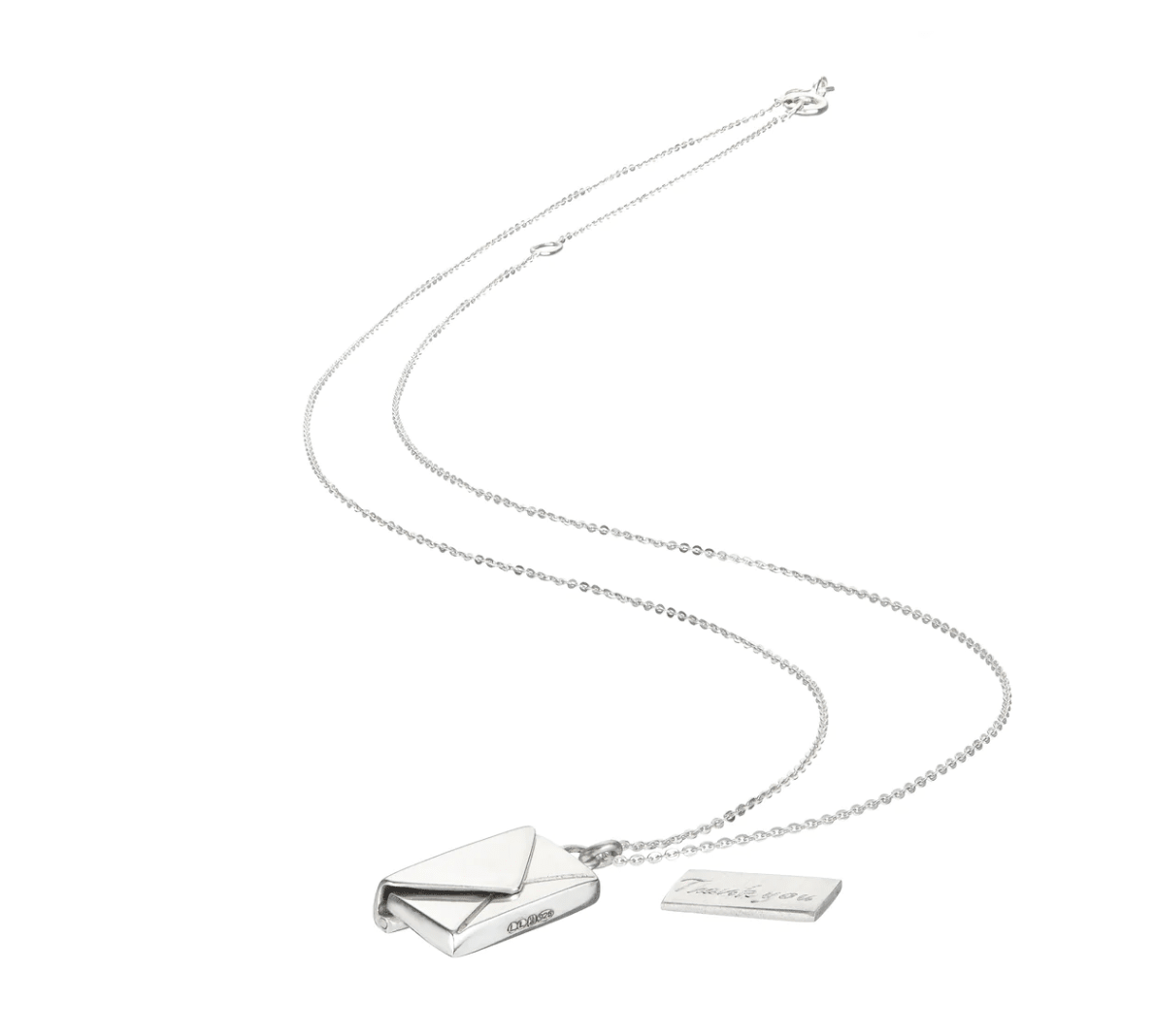 Love Letter Steel Envelope and Letter Necklace - Spiral Circle
