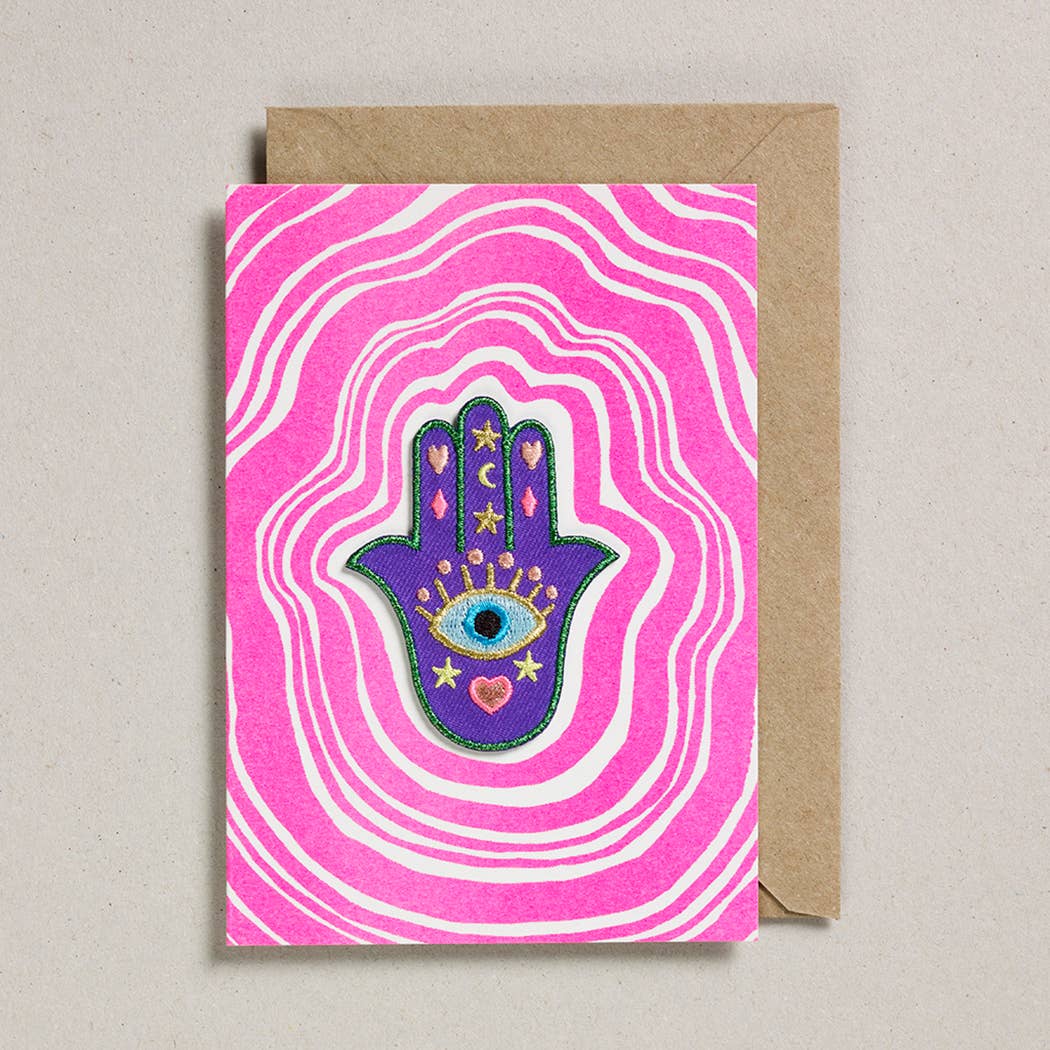 Lucky Hand Greeting Card (with Iron On Patch) - Spiral Circle