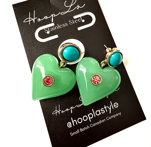 Lucky Heart- Evil Eye Heart Earrings.  - Spiral Circle