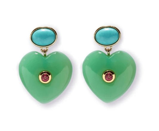 Lucky Heart- Evil Eye Heart Earrings.  - Spiral Circle