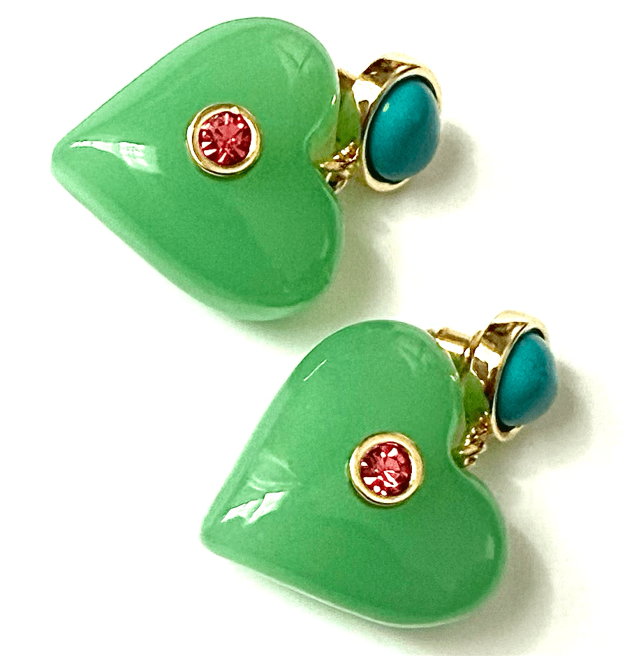Lucky Heart- Evil Eye Heart Earrings.  - Spiral Circle