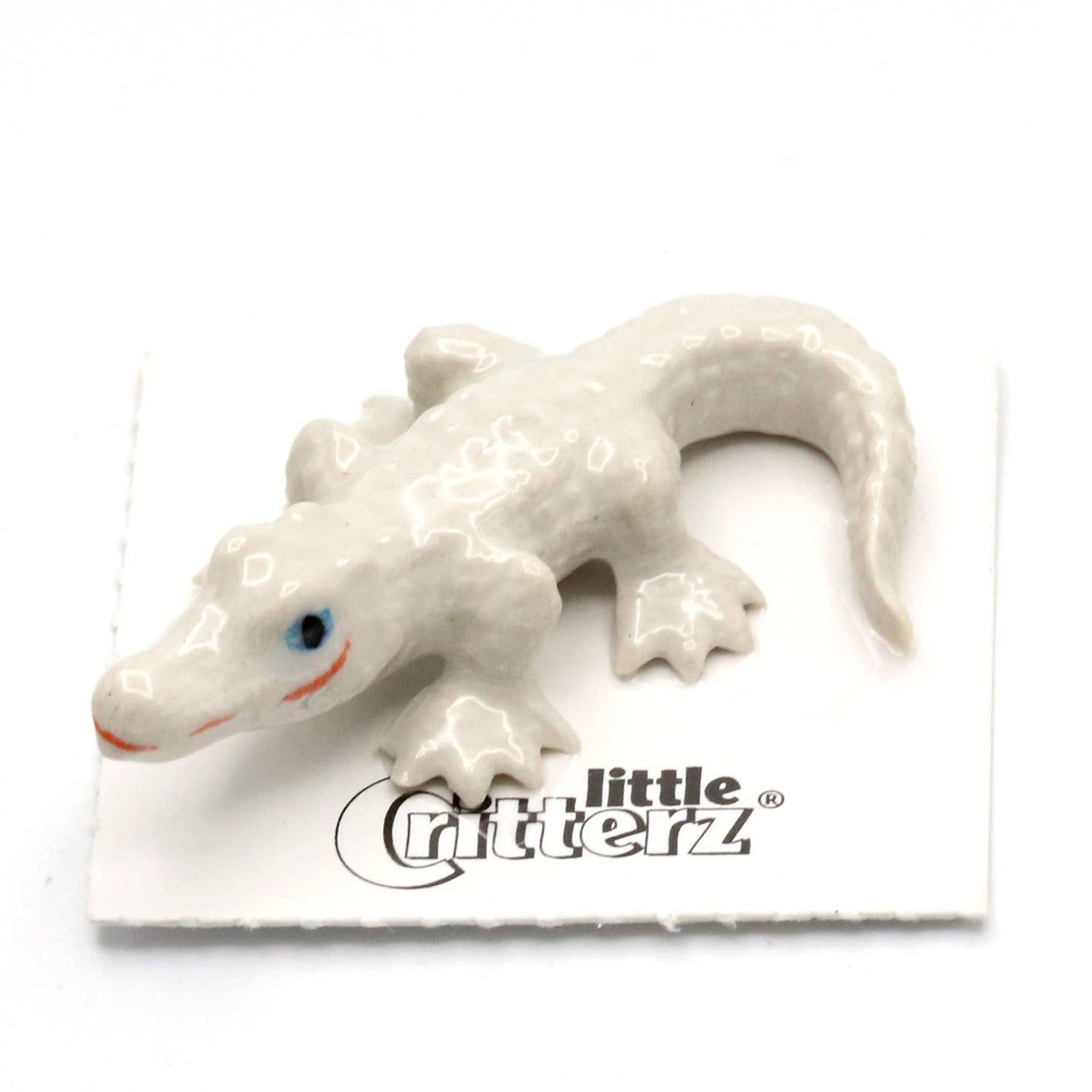 Luke White Alligator Porcelain Miniature - Spiral Circle