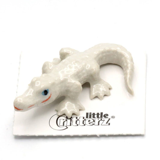 Luke White Alligator Porcelain Miniature - Spiral Circle
