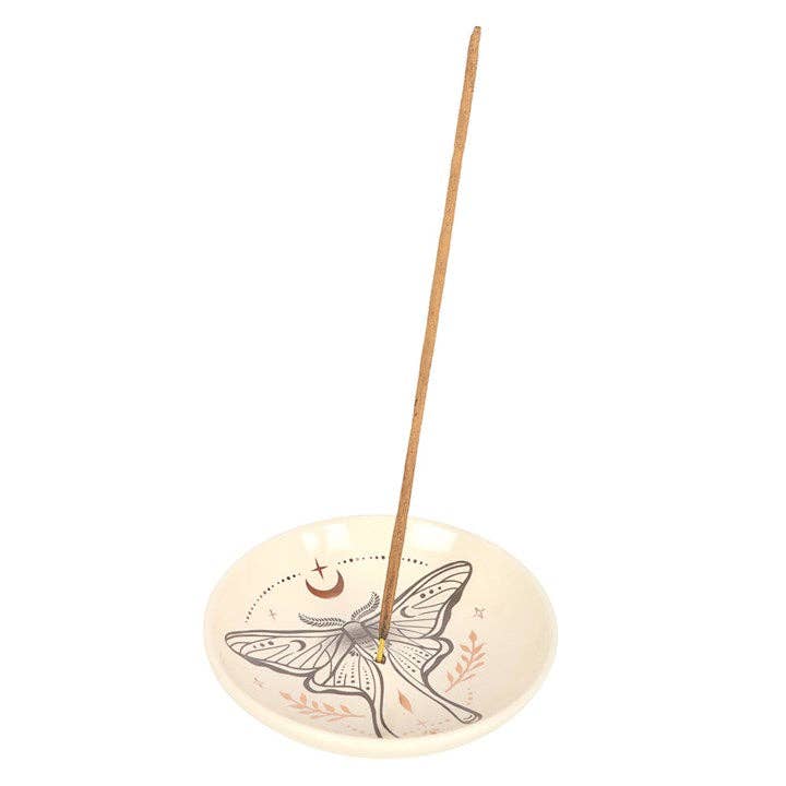 Luna Moth Ceramic Incense Stick Holder Plate - Spiral Circle